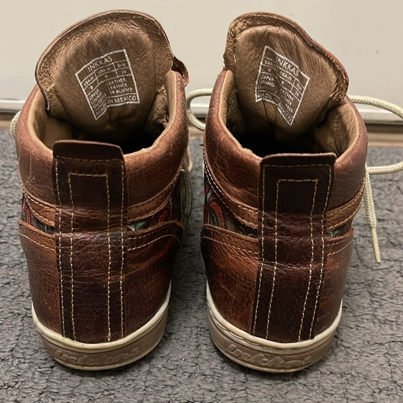 Inkkas Size 8 Brown Leather Farm Pattern Hi-Top Sneakers - Picture 5 of 12